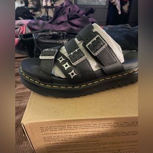 Dr. Martans y, Ryker II Hardware Leather Strap Slide Sandals is